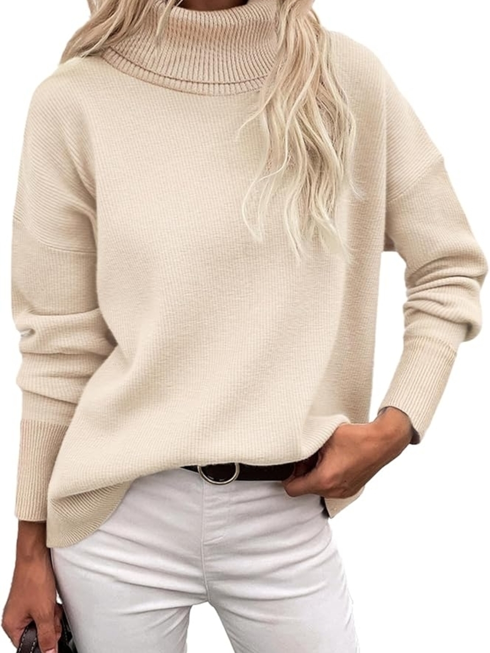 Relaxed Cable Knit Cowl Neck Sweater - Picture 2 of 3